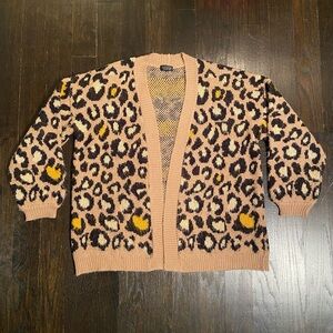 Topshop Vintage Tan and Yellow Leopard Print Cardigan